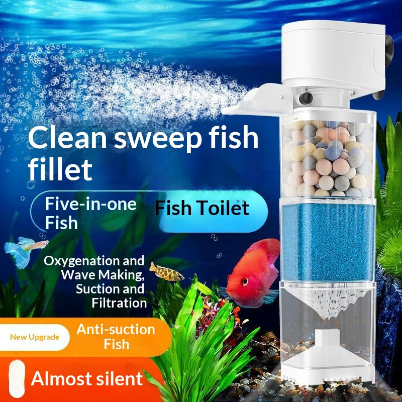 6-in-1 Submersible Aquarium Filter Pump Silent Air Oxygen Aerator Internal Water Pump Wave Maker for Fish Tank 220V Oasis Select