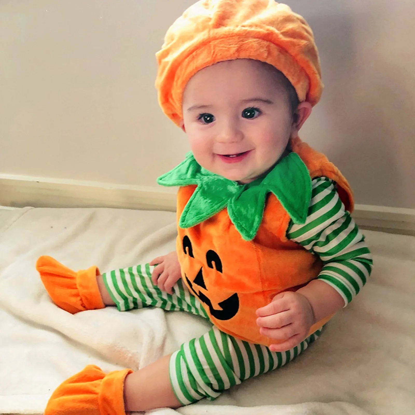 Halloween Pumpkin Costume Kids Children Hat Cosplay for Baby Girls Boys Stage Performance Holiday Party Clothing Suit Gifts Oasis Select Orange 80