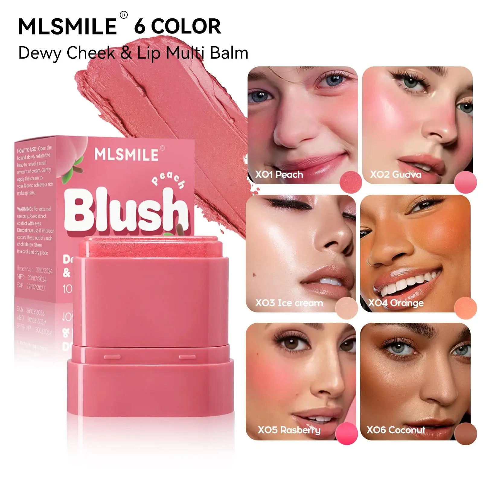 Waterproof Cream Blush Stick 2in1 Lip Cheek Tint Long Lasting Fruity Flavor Highlighter Contouring Makeup Blendable Oasis Select