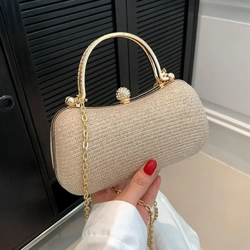 Wedding Bridal Beaded Women Evening Bag Dinner Bag Chain Shoulder Handbags Elegant Rhinestones Clutch Egg Shape Evening Bag Oasis Select