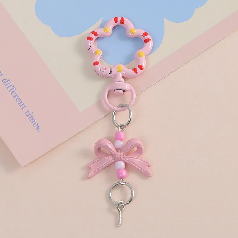 5pcs Candy Color Metal Metal Lanyard Snap Hook Lobster Clasp Bow Charms with Screw Eye Pins for DIY Keychain Crafts Jewelry Make Oasis Select Pink