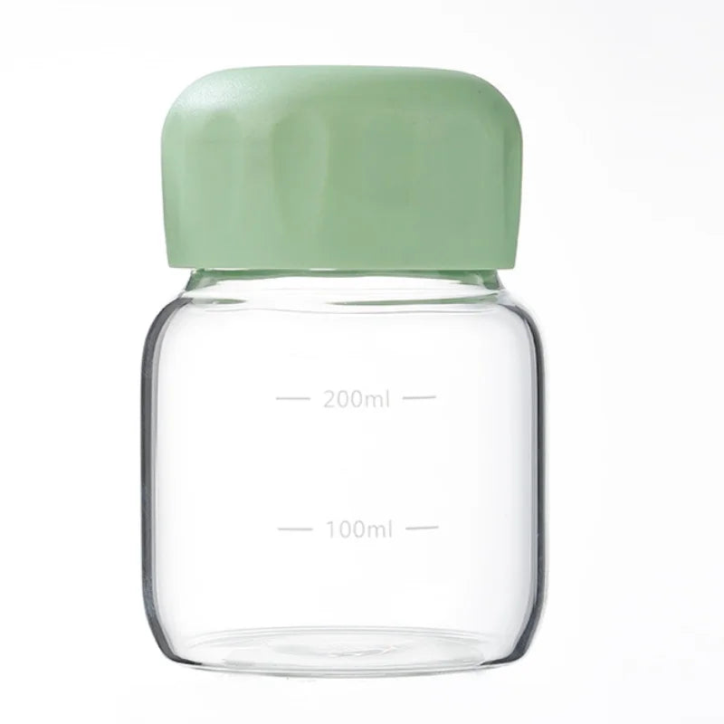 300ML Small Glass Water Bottles with Lid Portable Cute Mini Cylindrical Solid Color Leak Proof Water Cup Student Drinking Bottle Oasis Select Green 150ml