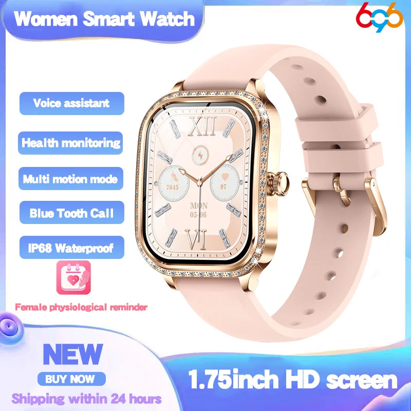 New Women Fashion Smart Watch Lady Blue Tooth Call Smartwatch Waterproof Health Monitor Wristwatch Sports Fitness Tracker Music Oasis Select