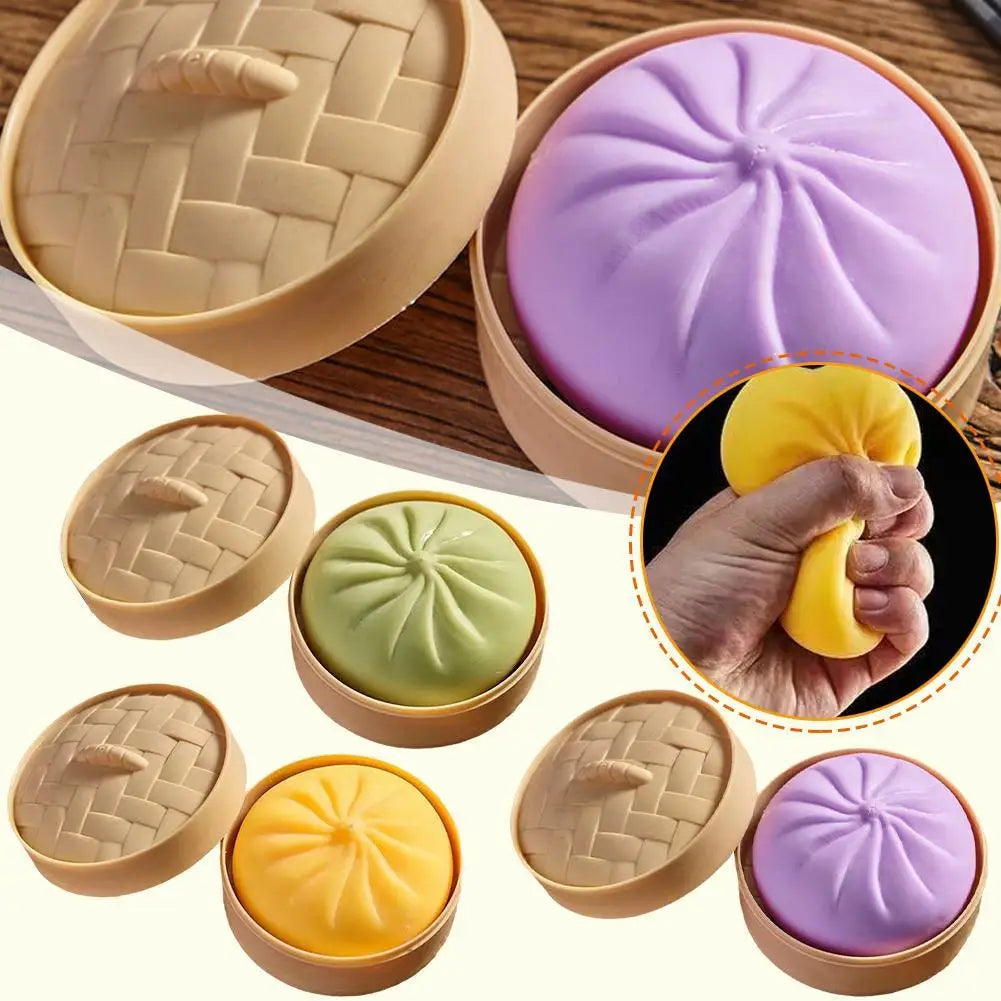 Realistic Colored Steamed Bun Toy With 6cm Small Steamer Slow Rebound Molding Soft Pressure Relief For Office Study Relaxation Oasis Select