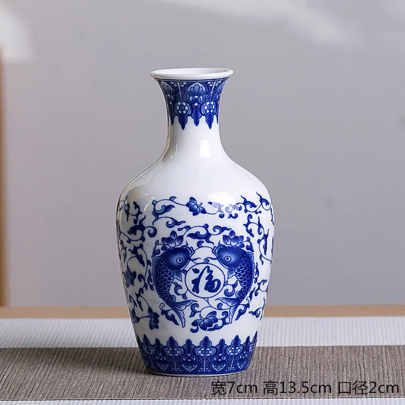 Chinese Table Antique Blue White Porcelain Vase Decoration Crafts