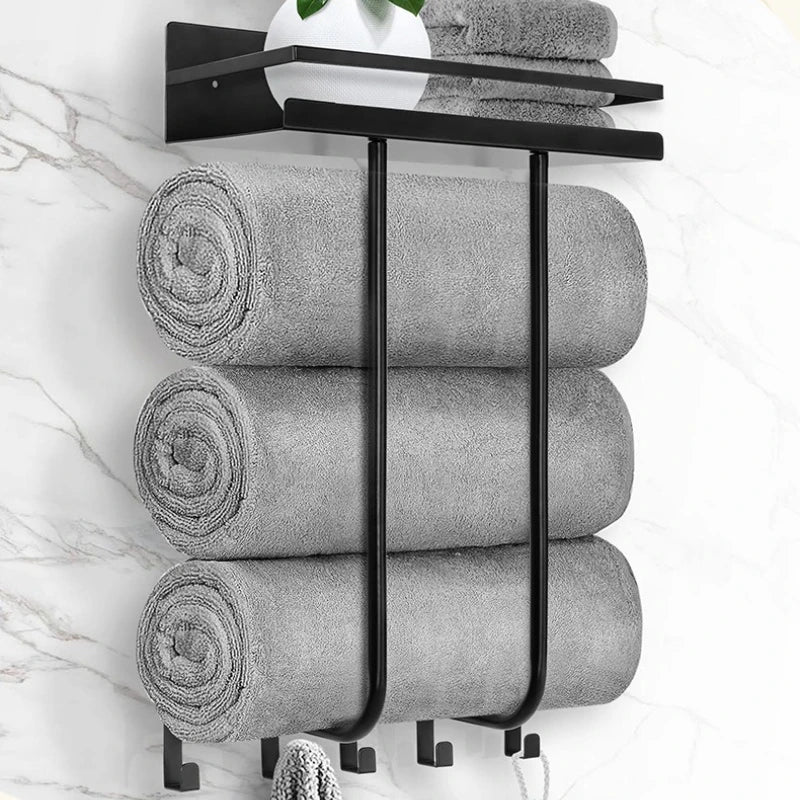 Towel rack Bathroom wall rack Wrought iron toilet wall-mounted bath towel towel storage rack Oasis Select