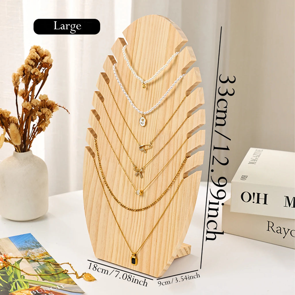 1pc wooden necklace large/small display rack, leaf shaped jewelry storage rack, desktop necklace bracelet display rack Oasis Select larger