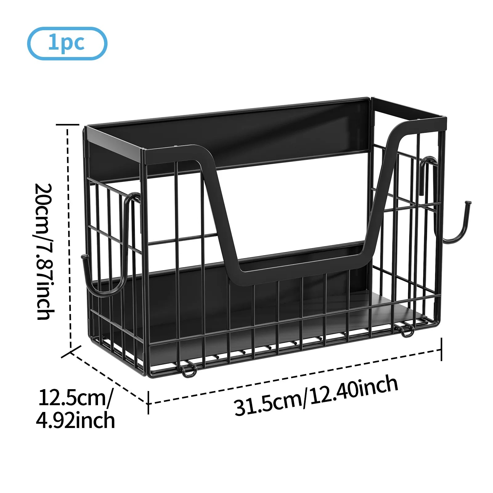 Magnetic refrigerator hanger foldable refrigerator side plastic wrap seasoning storage basket kitchen magnetic rack Oasis Select 1 black