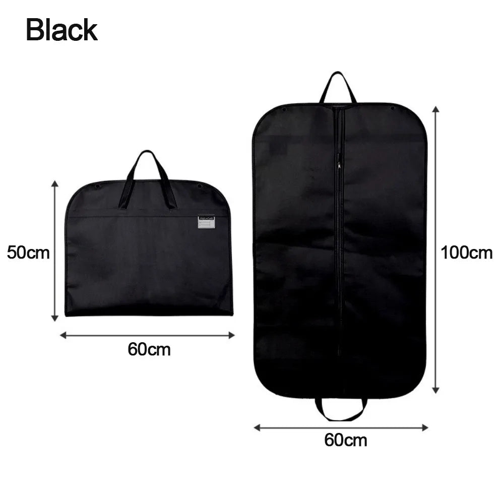 New Foldable Garment Bag Portable Non-woven Suit Storage Bag Solid Color Clothing Dustproof Cover Oasis Select Black
