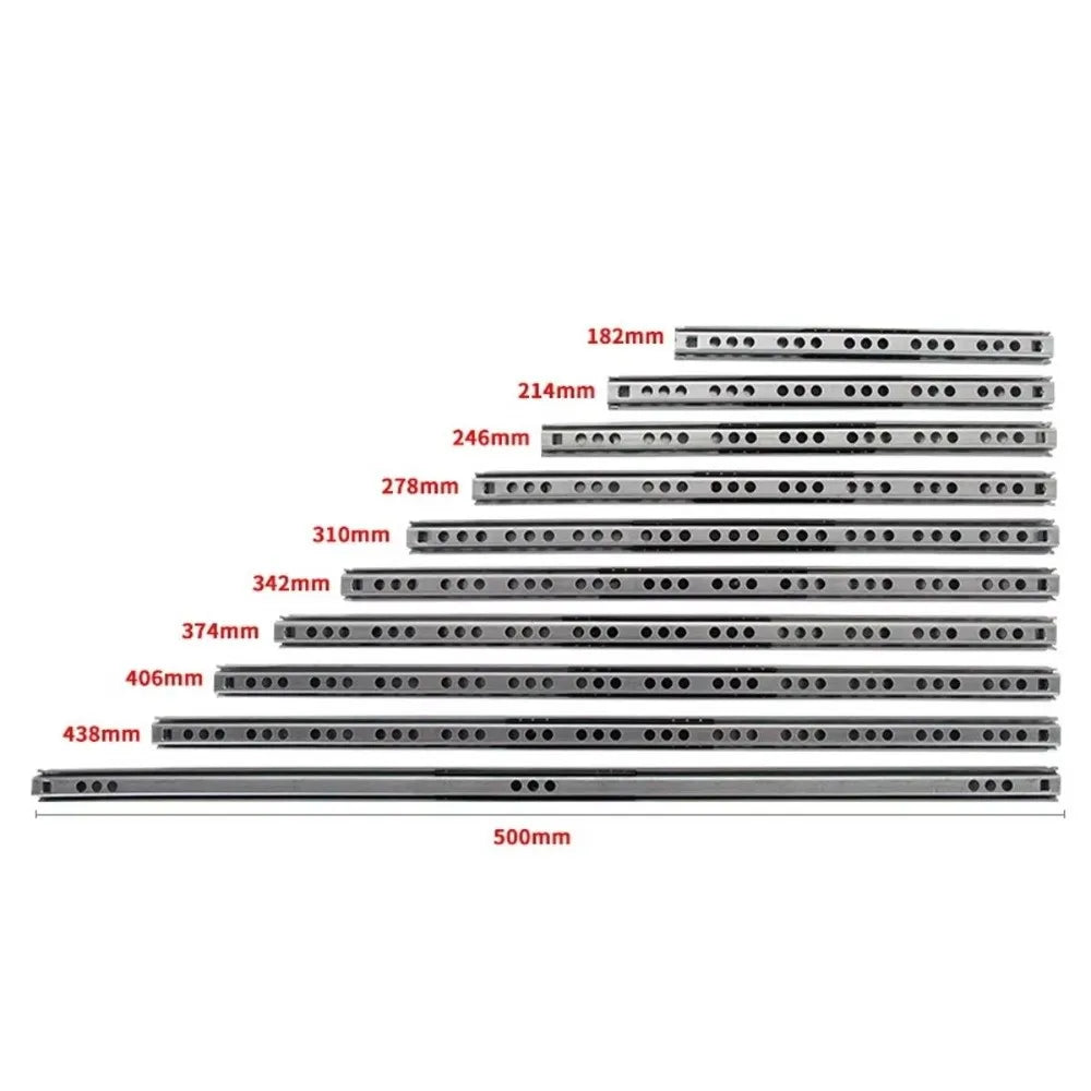 2PCS Full Extension Bearing Drawer Slides 17mm Wide | 8"–17"