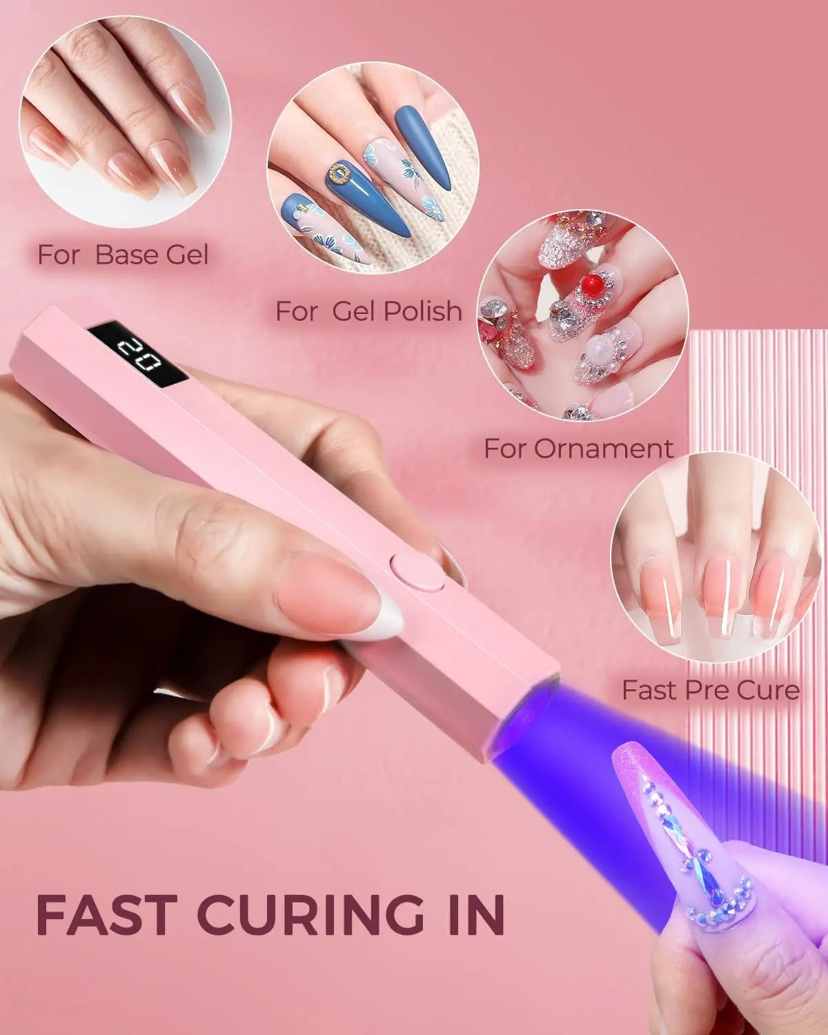 Portable UV LED Nail Lamp 3W – Gel Polish Curing, 2 Timers UV Nail Lamp Oasis Select