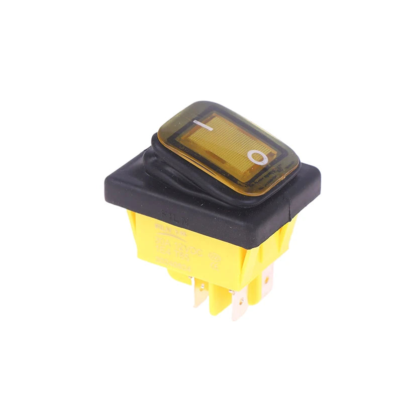 Durable Waterproof DPST Toggle Switch with LED, 4-Pin IP65, 12V/220V 30A for Heavy Duty Auto and Marine Usage. Oasis Select Yellow 12V 30A