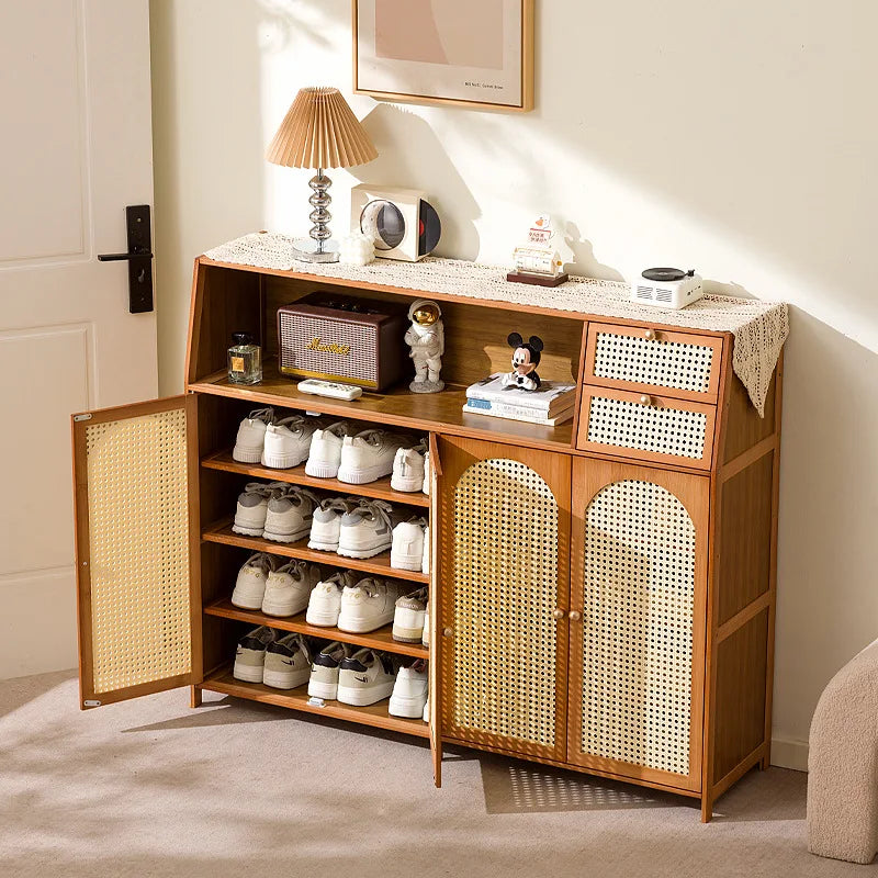 Solid wood shoe cabinet grid reticulated breathable household entrance entrance door door shoe cabinet storage entrance cabinet Oasis Select
