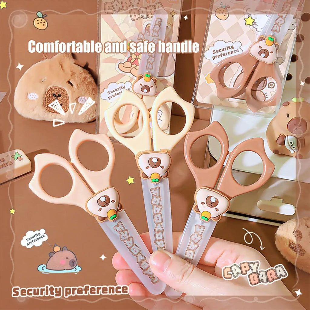 Kid Safety Scissors Capybara Safety Scissors With Round Tip Anti-Slip Handle Students Stationery Children Activities Supplies Oasis Select