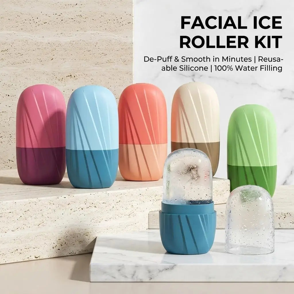 Face Ice Roller & Silicone Ice Tray – Reusable Cooling Massager