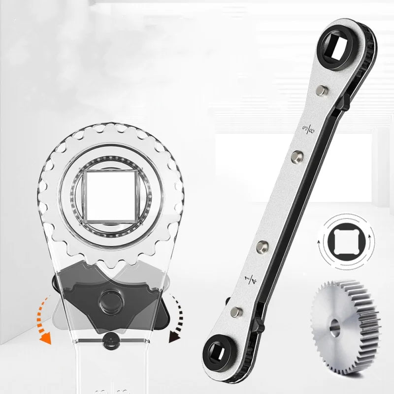 4-in-1 Refrigeration Ratchet Wrench 1/4 3/8 3/16 5/16Inch Port Valve HVAC Tool CS for Use on Compressors with Access Valves Oasis Select