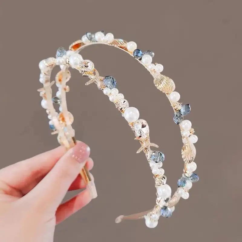 Starfish Shell Pearl Headband | Ocean Beach Hair Accessory Shell Hair Headband Oasis Select