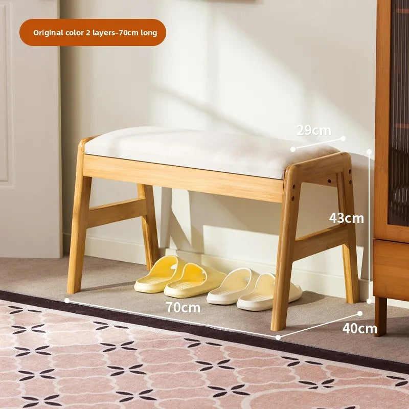 Solid wood shoe changing stool, household storage at the door, narrow shoe stool, shoe cabinet, simple wind fitting room stool Oasis Select Primary single 70