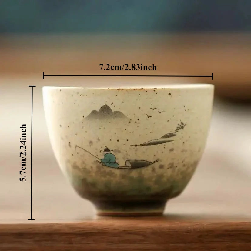 Traditional Chinese Style Tea Cup Flying Crane Pattern Retro Ceramic Teacup Coffee Cup Coarse Pottery Cups Oasis Select E <200ml