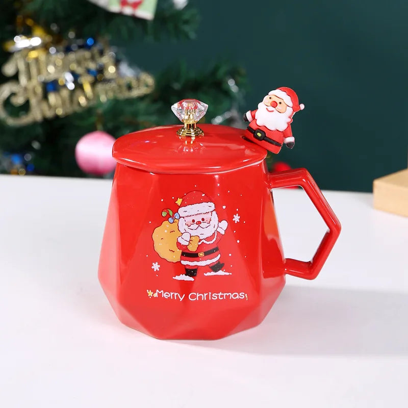 Christmas Creative Water Cups, Christmas Ceramic Cups, Christmas Tree, Snowman, Santa Claus Mugs, Coffee Cups, Festival Gift Oasis Select Red 400ml