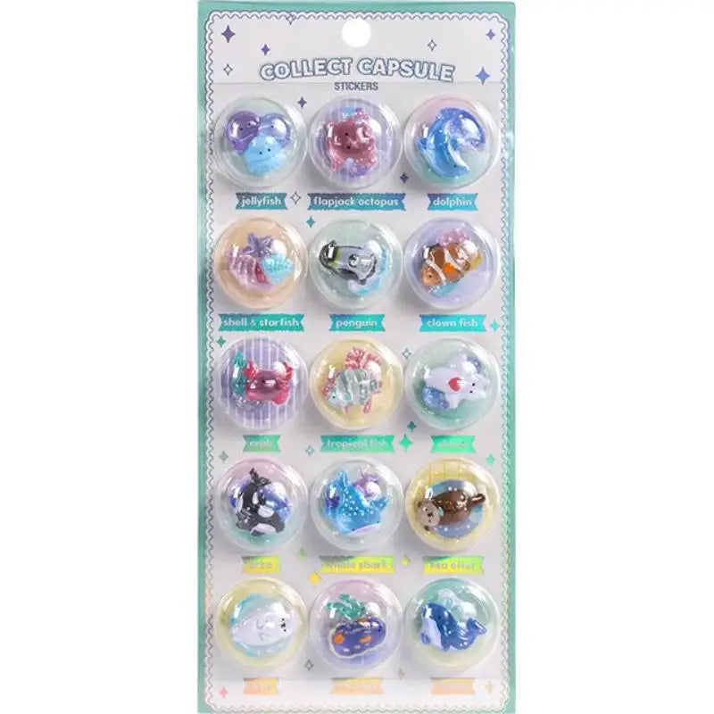 Creative 3D Capsule Embossed Crystal Sticker Kawaii 3D Relief Stickers Scrapbooking DIY Journal Cute Stationery School Sticker Oasis Select 03
