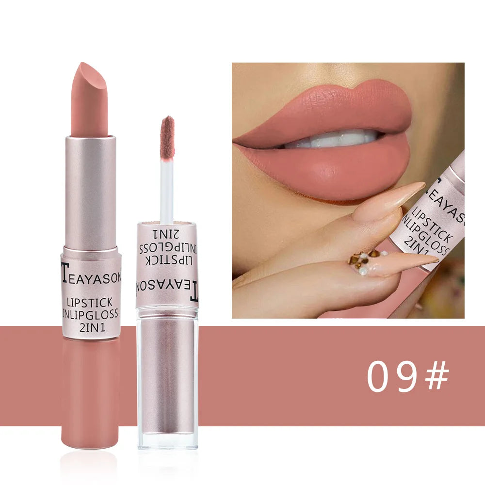TEAYASON 2-in-1 Matte Liquid Lipstick & Gloss – Waterproof