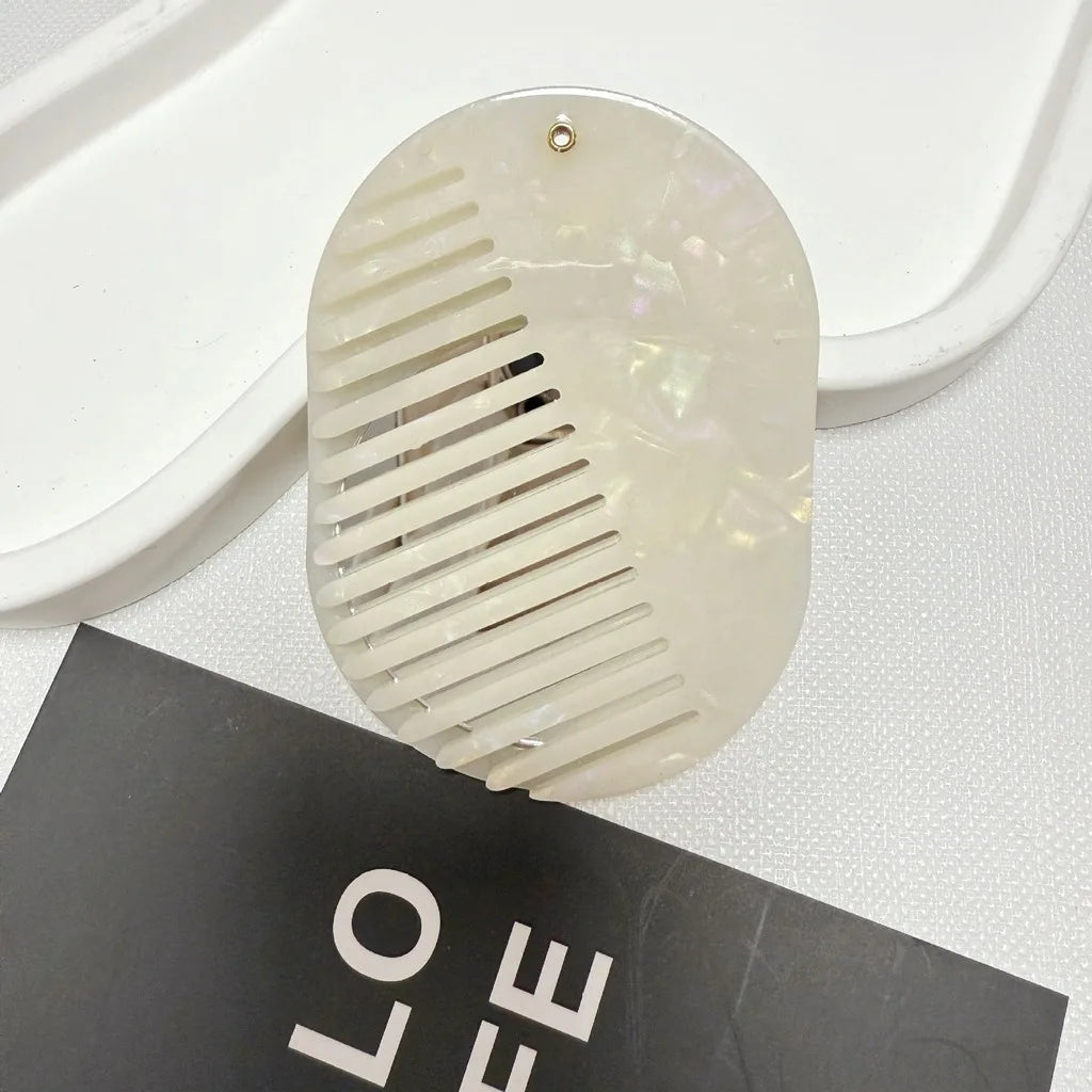 2-in-1 Folding Mirror Comb | Acetate Pocket Travel Hair Brush