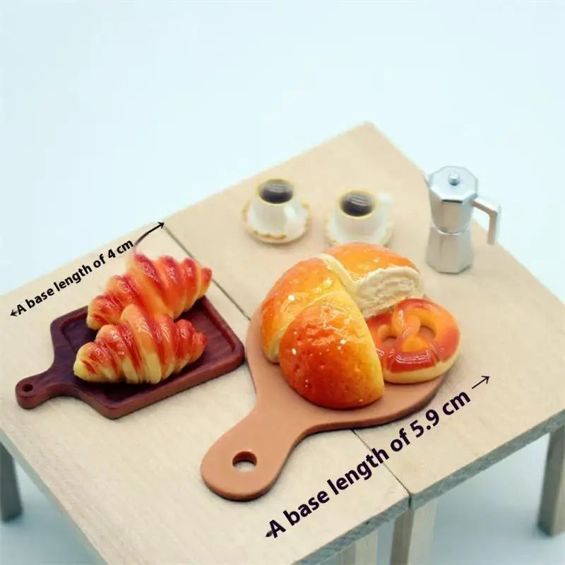 Cute Dollhouse Miniatures Coffee Bread Breakfast 11-Piece Set Model Ornaments Kids Kitchen Pretend Play Toy DIY Accessory Gifts Oasis Select