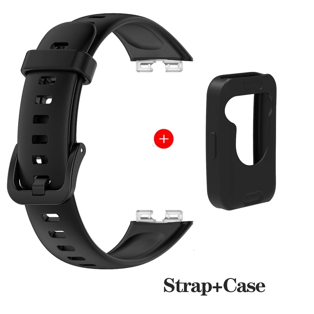 Silicone Strap & Case for Huawei Band 8, 9 & 10 | All Sizes Smart Watch Band Oasis Select Black Case Strap