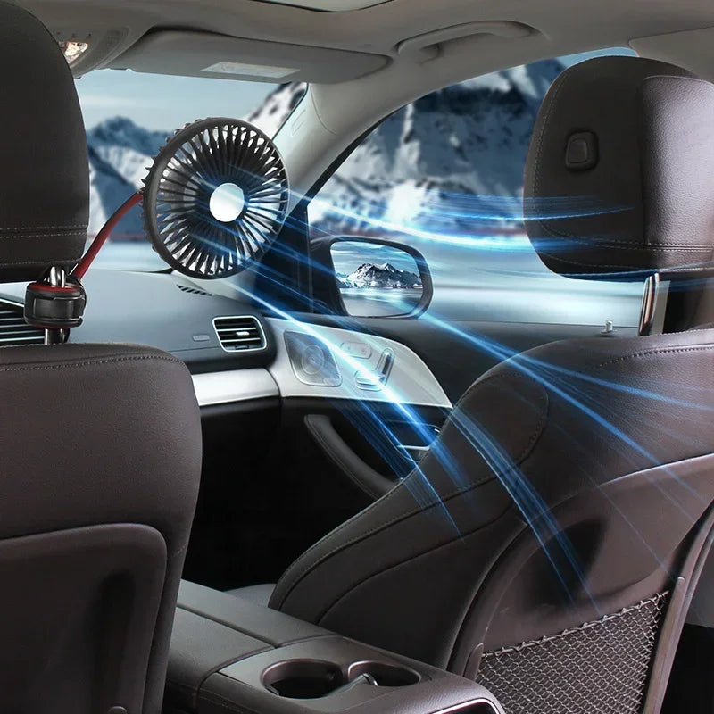 Portable Car Air Circulator USB Electric Fan 3 Gear Adjustable 360° Swivel Rear Seat Ventilation for Sedan Truck Auto Accessory Oasis Select