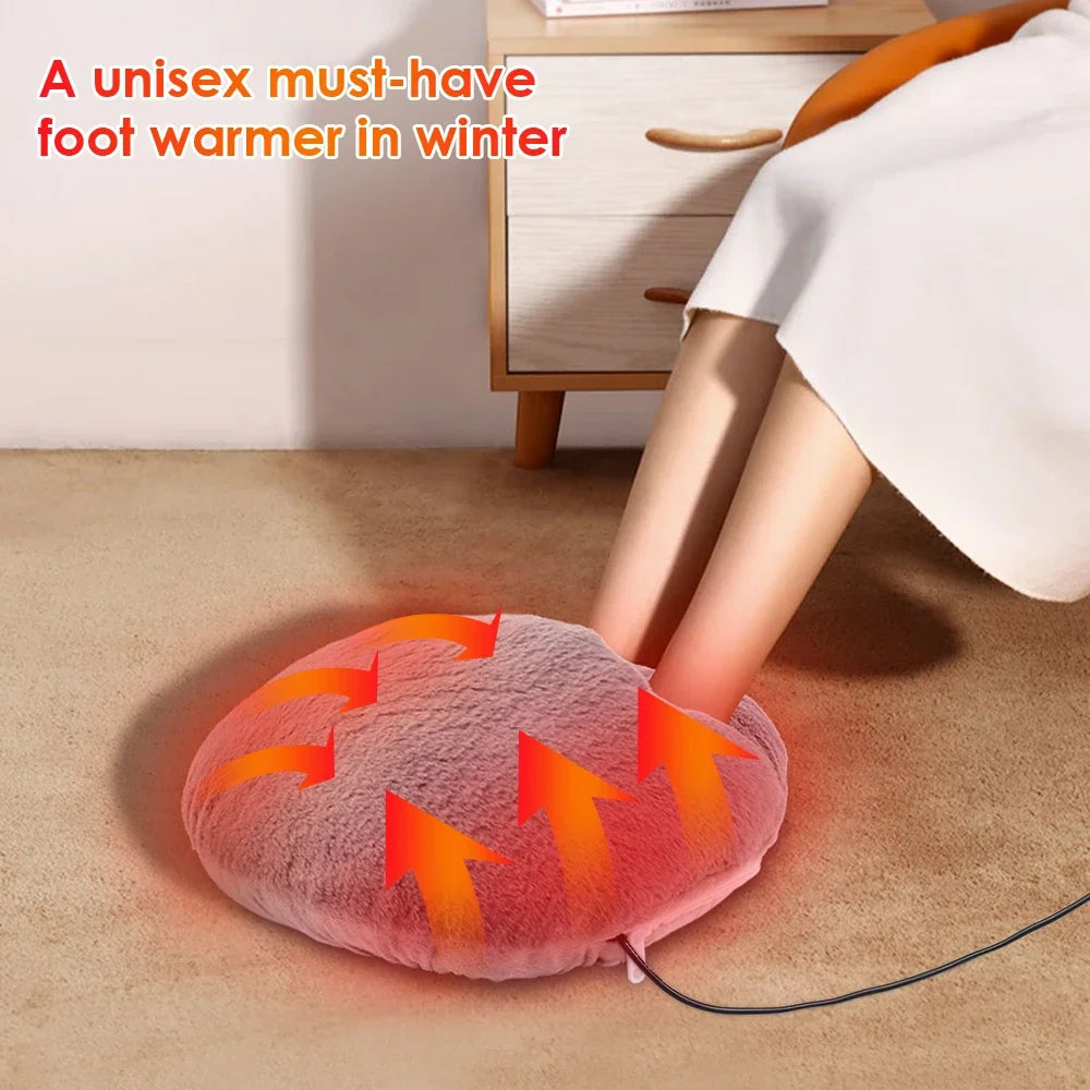 USB Electric Foot Warmer Heating Pad – Soft Plush Under Desk Mat