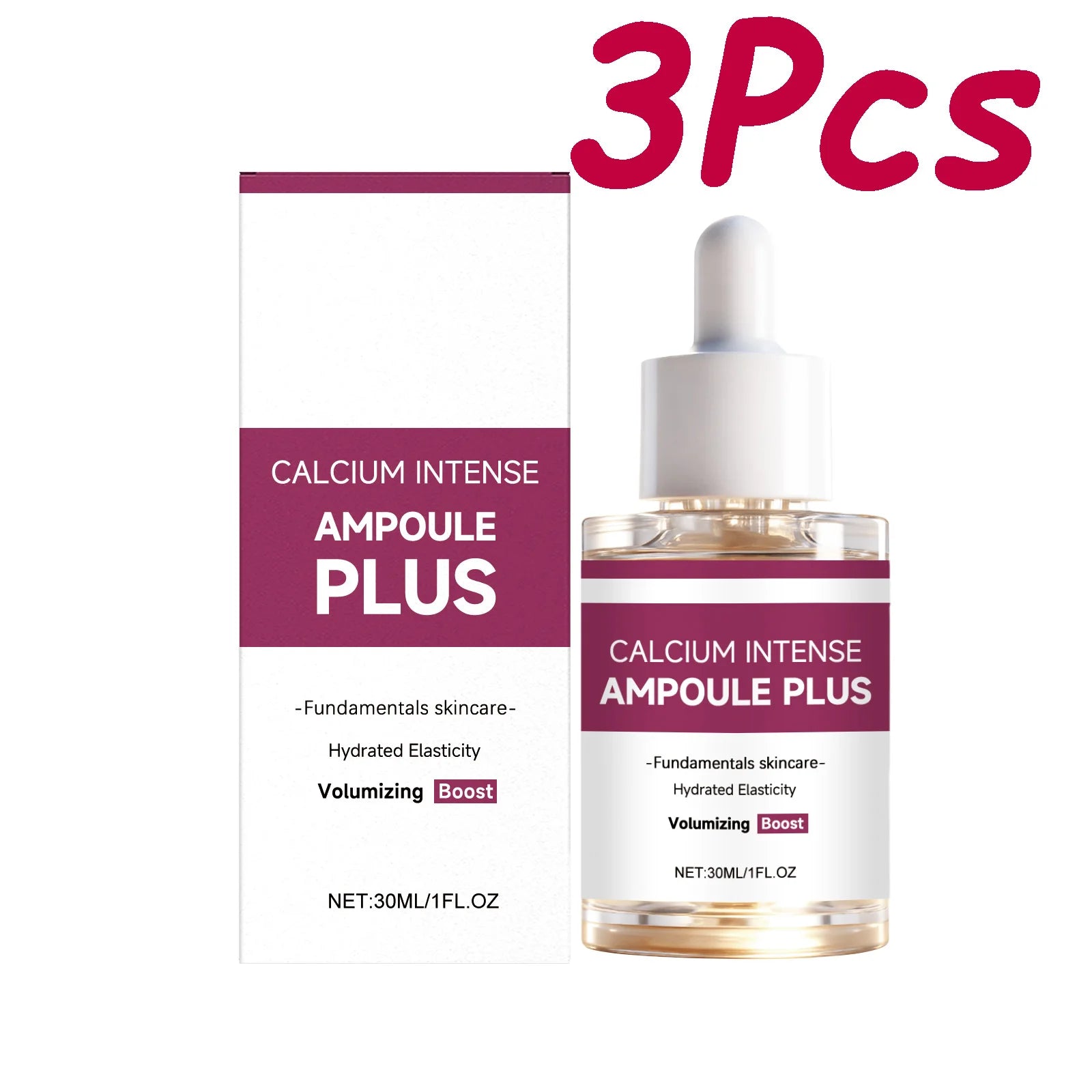 Calcium Intense Ampoule Plus with Collagen Moisturizing Essence Firming Smoothing Brightening Revitalizing Hydrating Face Serum Oasis Select 3 x 30ml Boxed