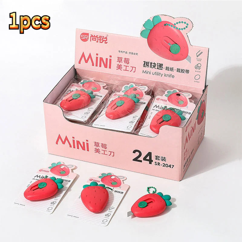 1/3Pcs Cute Portable Mini Avocado Strawberry Carrot Art Utility Knife Express Box Knife Paper Cutter Craft Wrapping Tools Oasis Select MR-02