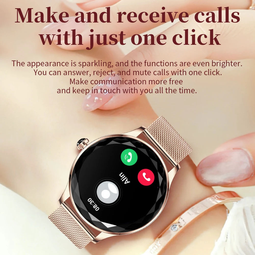Hot Sale 1.27" Lady Fashion Waterproof Smartwatch Blue Tooth Call Heart Rate Health Smart Watch Sports Women Music Gift Calorie Oasis Select