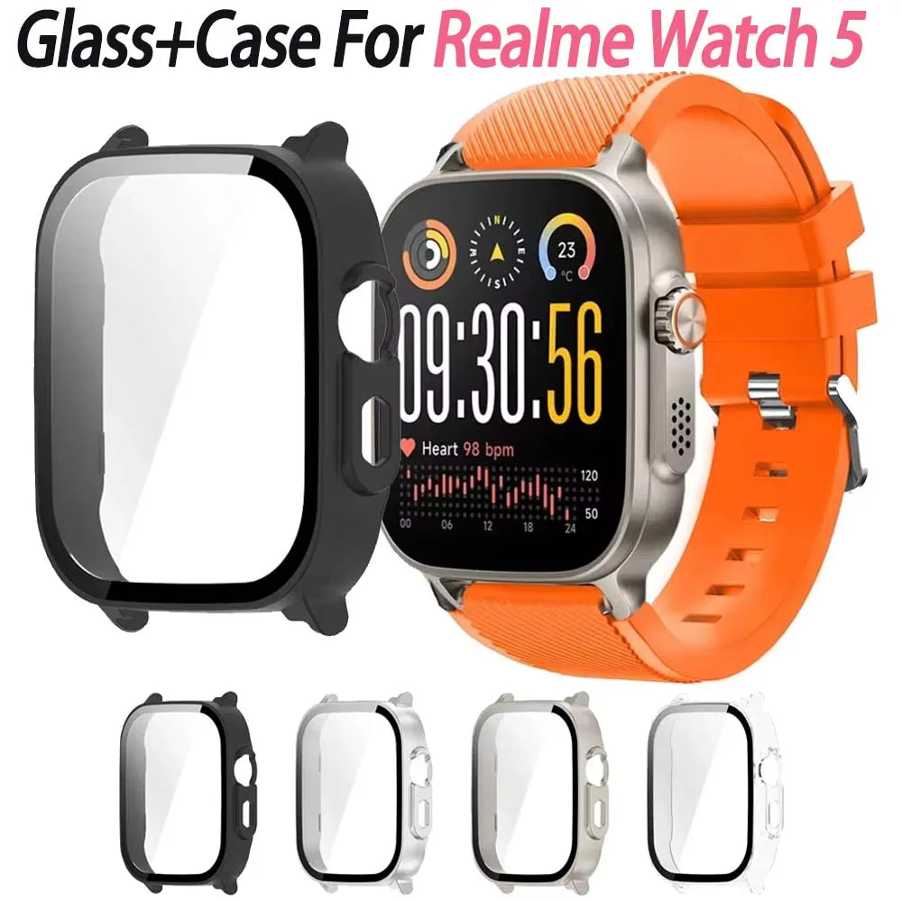 Hard PC + Tempered Glass Case for Realme Watch 5 Full Cover Smartwatch Case Oasis Select