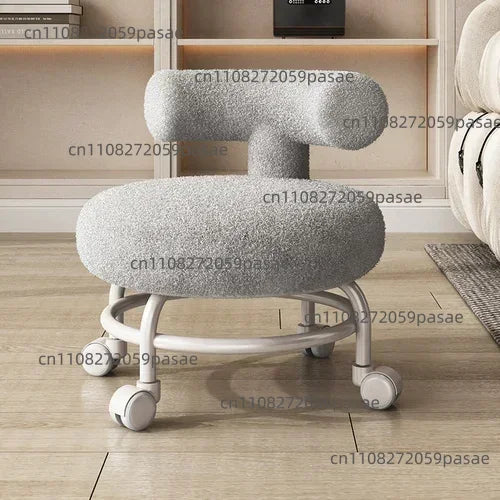 Professional Barber Chairs For Hairdressing, Household Pulley Low Stool With Baby, Lamb Wool Roller Low Stool Oasis Select A