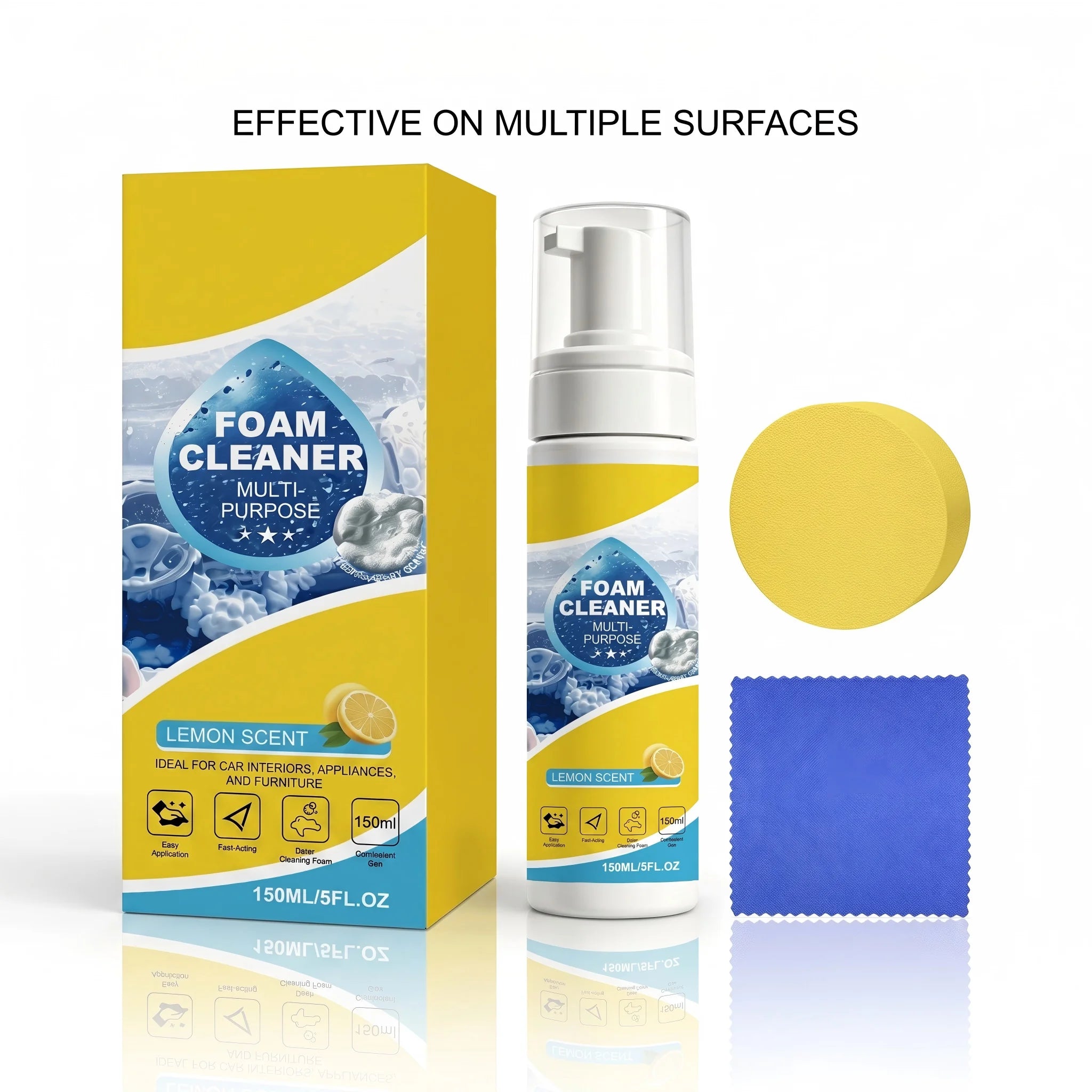 Multi Purpose Foam Cleaner Set for Stubborn Grease Stains Grime Car Interior Restores Shine Protect Leather Car Seat Maintenance Oasis Select