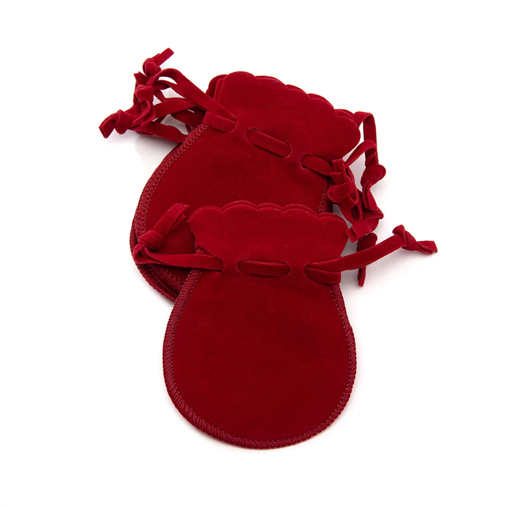 10pcs Small Velvet Jewelry Pouch Drawstring Bags for Gifts Ring Earrings Candy Display Storage Business Selling Packaging Supply Oasis Select Wine red 9X12cm