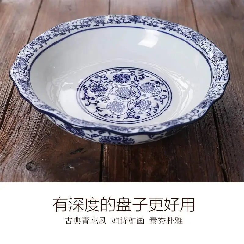 Blue And White Porcelain Plates Deep Soup Dishes Ceramic Dinner Plate Tablewear Oasis Select