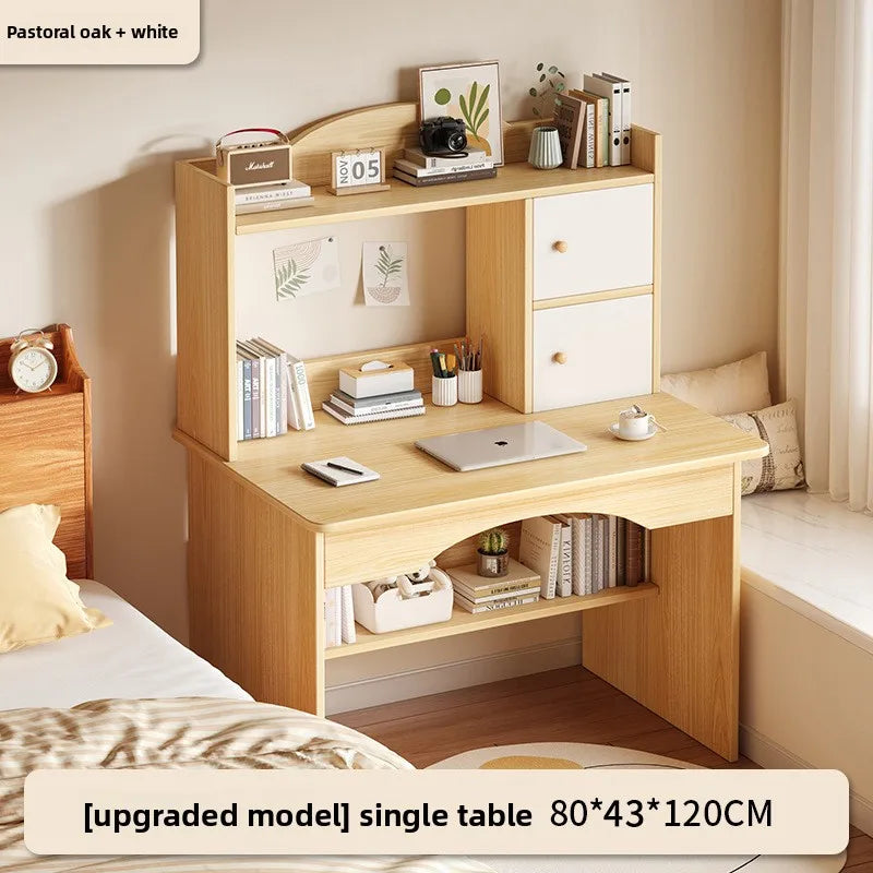 Home Desk Bookcase Integrated Simple Desktop Study Table Bedroom Dresser Locker Computer Desk Oasis Select M-Oak 80CM