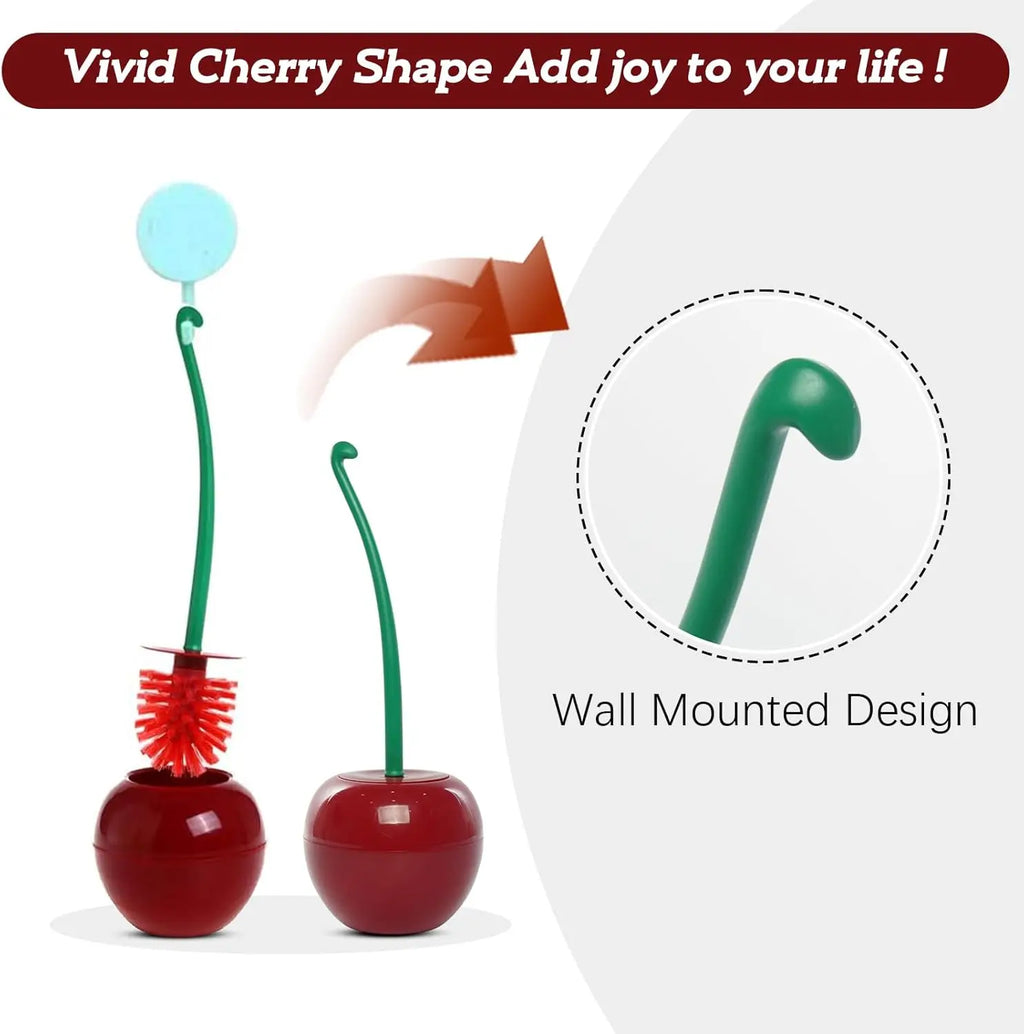 3 Colors Cherry-Shaped Toilet Brush Set – Free-Standing Long Handle Cleaner with Holder for Bathroom | Cute & Functional Oasis Select