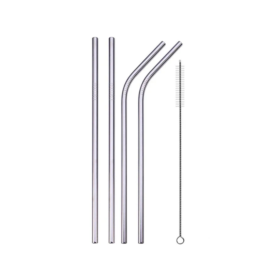 Reusable Drinking Straw 304 Stainless Steel Straws Straight Bent Metal Straw with Cleaner Brush Pouch Wholesale Oasis Select A
