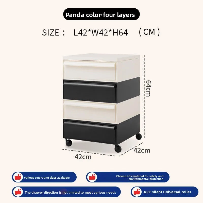 Removable panda cabinet medieval bedside table ins plastic multi-layer storage cabinet bedroom simple locker Oasis Select Panda color 4 layers