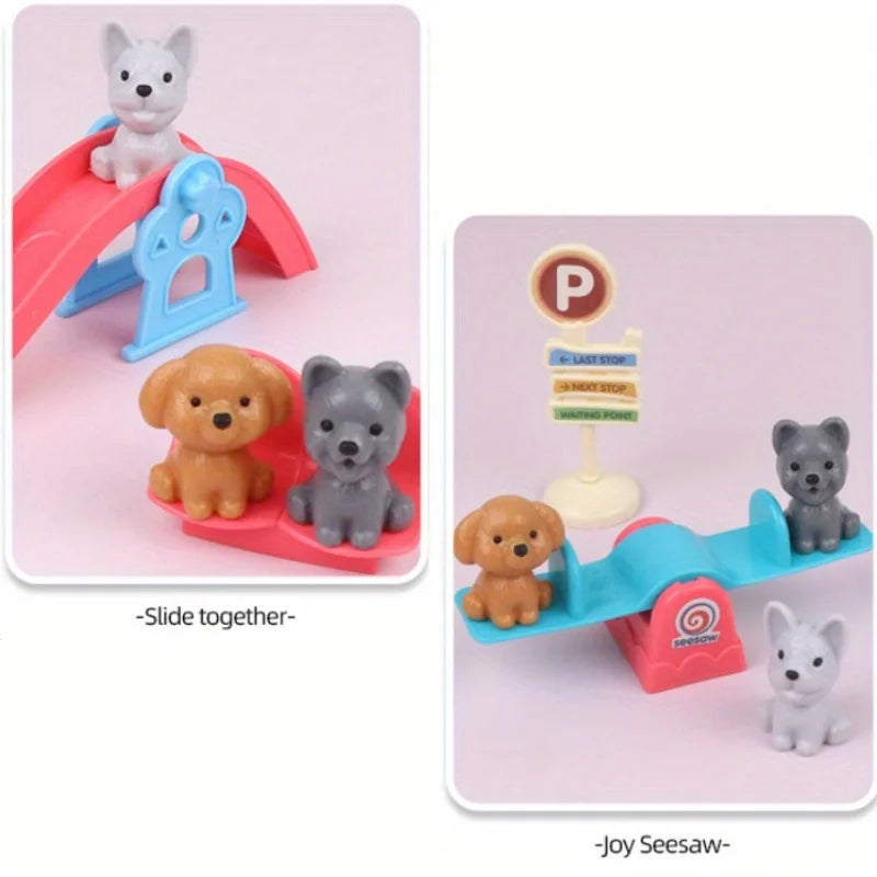 1 Set Cute Dog Pet Basket Toy,Dog Doll & Cage Accessories Scene Play,Family Christmas Thanksgiving Gift (Random Color) Miniature Oasis Select