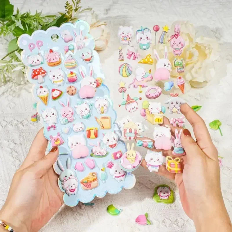 1Pcs Cartoon Animals Soft Puffy Butt 3D Stickers DIY Scrapbooking Journal Phone Case Decoration Sticker School Office Supplies Oasis Select