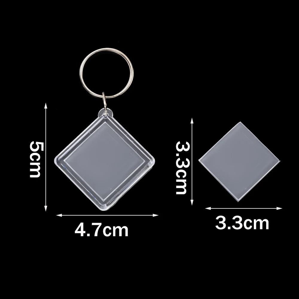 5pcs Acrylic Photo Frame Keychain Holder Photo Picture Insert Blank Keyring with Split Ringfor DIY Craft Jewelry Making Oasis Select 47X50mm