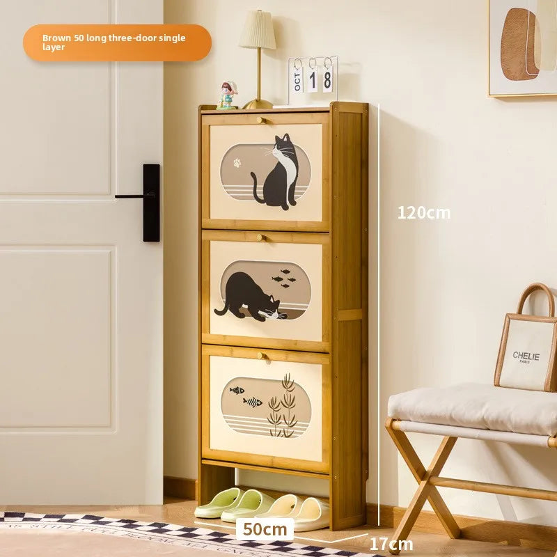 multi-layer strong and durable storage cabinet at the door of the home, good-looking indoor dust-proof Nanzhu shoe cabinet Oasis Select Brown 3-50