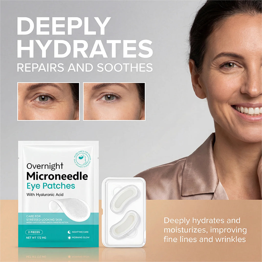 Microneedle Eye Patches Hyaluronic Acid 0.25mm Overnight Under Eye Mask for Dark Circles Fine Lines Hydrating Anti-Aging Eye Car Oasis Select
