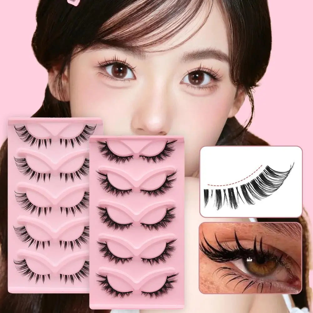 5 Pairs Faux Mink Wispy False Eyelashes – Fluffy Cat Eye Lashes