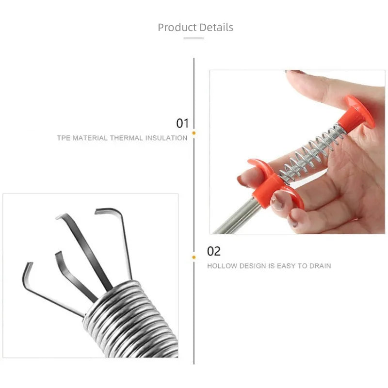 Plumbing Four-claw Hook Dredger Sewer Toilet Tool Manual Grab Hair Cleaning Clogging Pipe Dredging Clamp Household Supplies Oasis Select